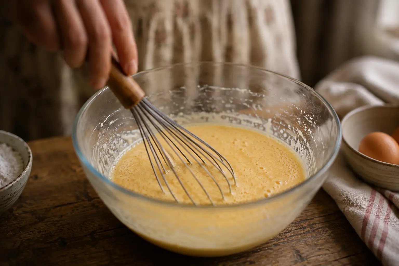 Œufs et sucre fouettés pour la pâte de base des muffins