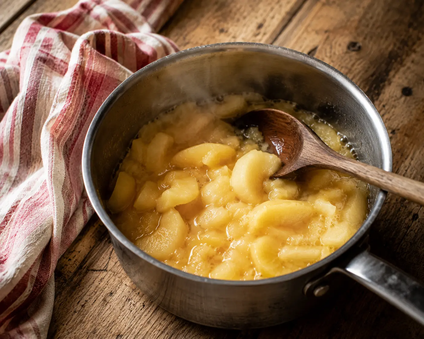 Compote de pommes maison refroidie et pâte brisée dans le moule