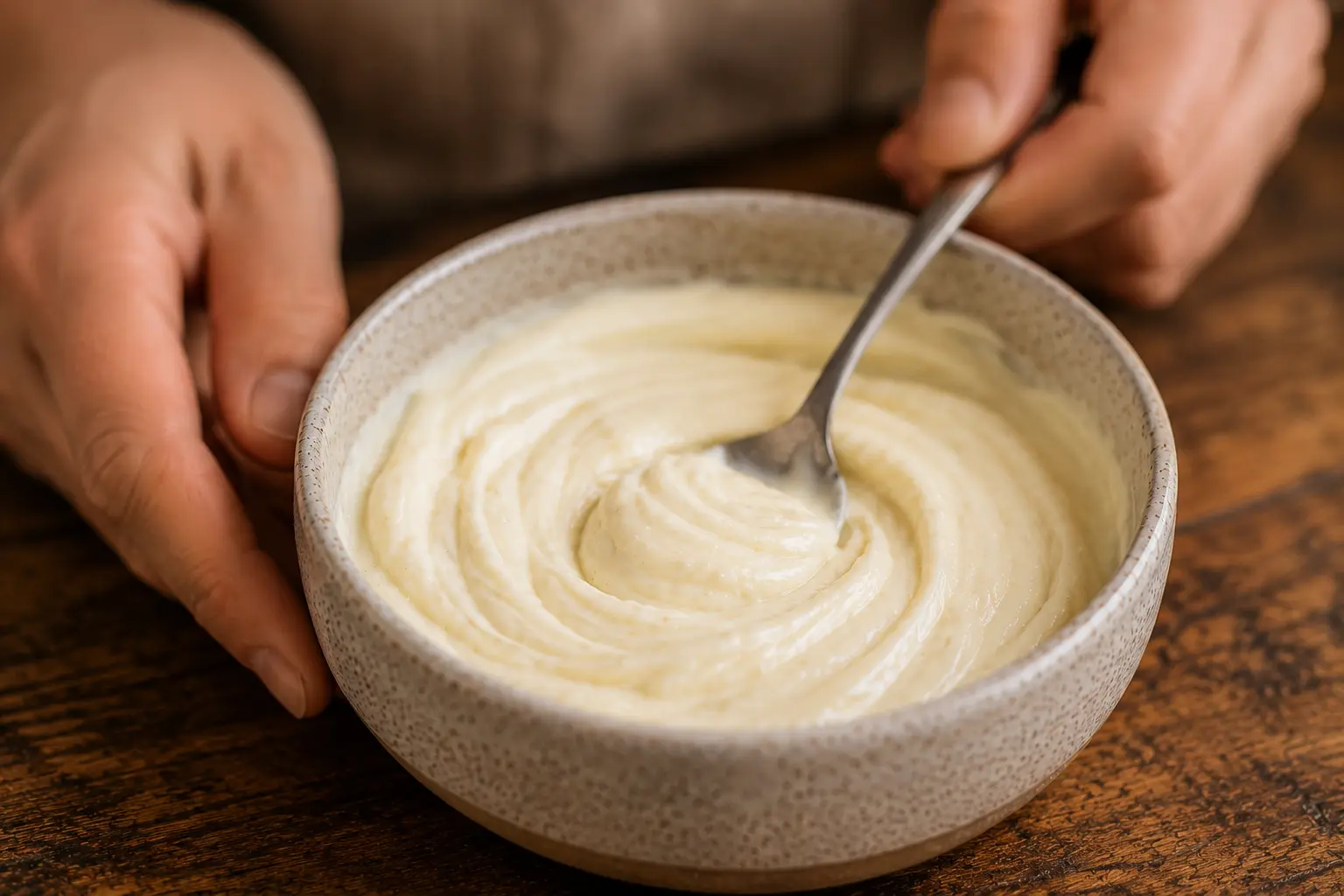 Ciboulette fraîche ciselée incorporée à la sauce