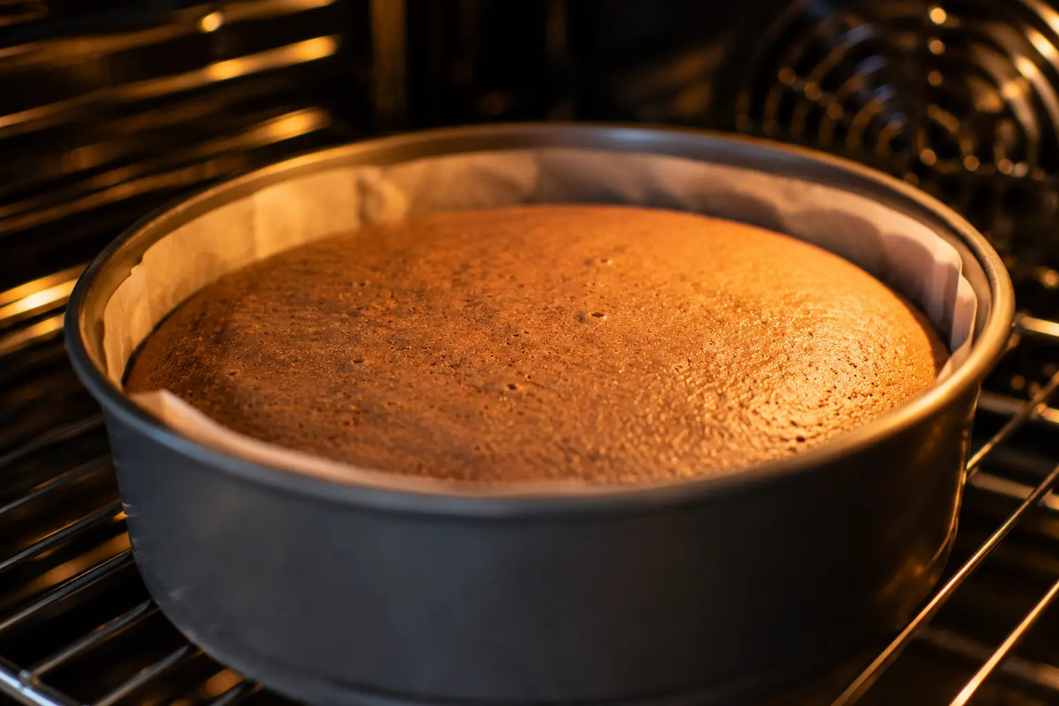 Gâteau à la farine de châtaigne cuisant doucement au four