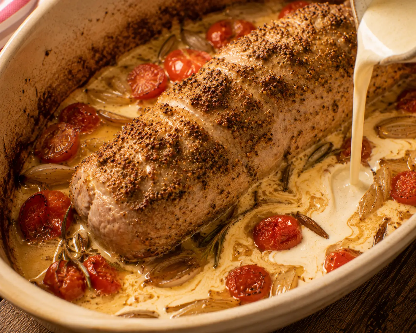 Crème épaisse incorporée au jus de cuisson du filet mignon