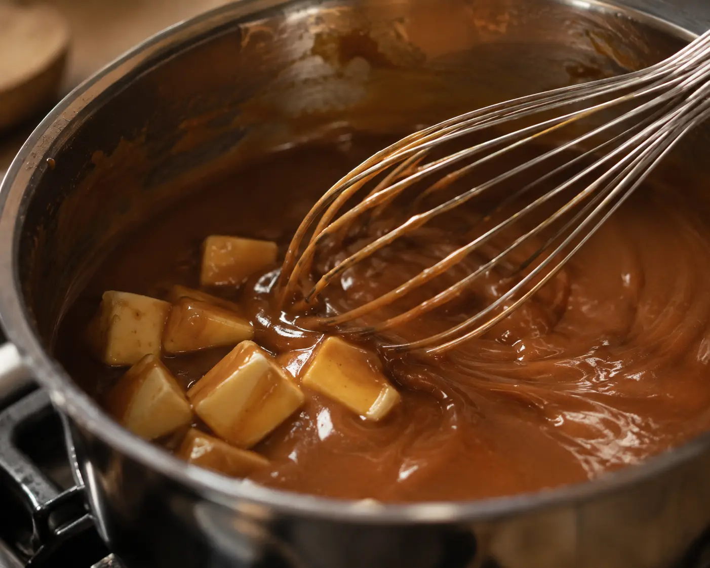 Beurre froid incorporé à la sauce hors du feu pour une texture lisse