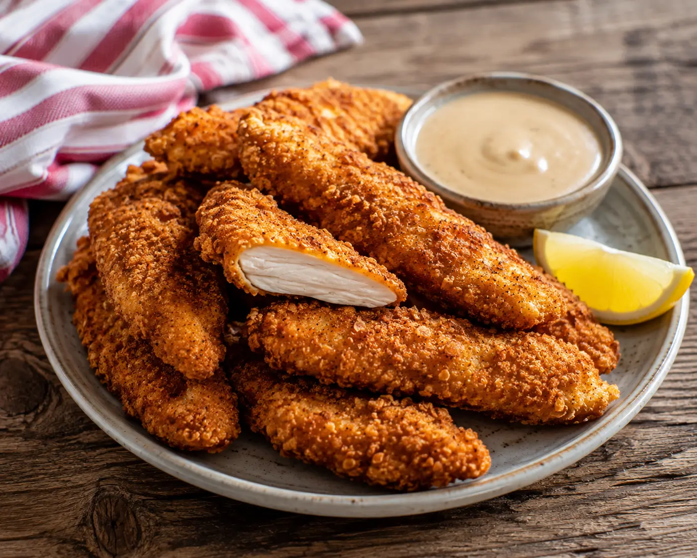 Poulet pané ultra-croustillant servi avec citron
