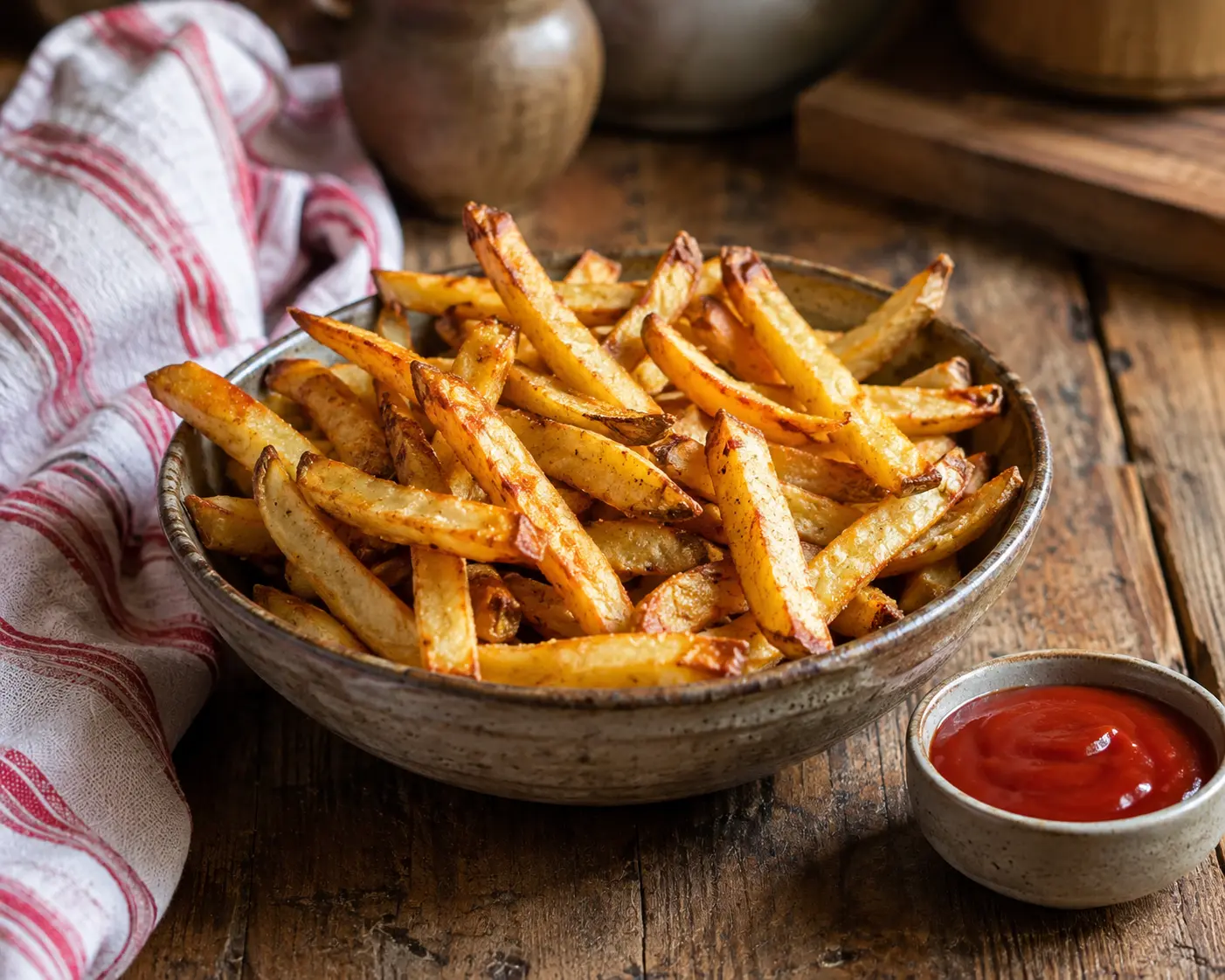 Frites au four dorées et croustillantes servies dans un bol