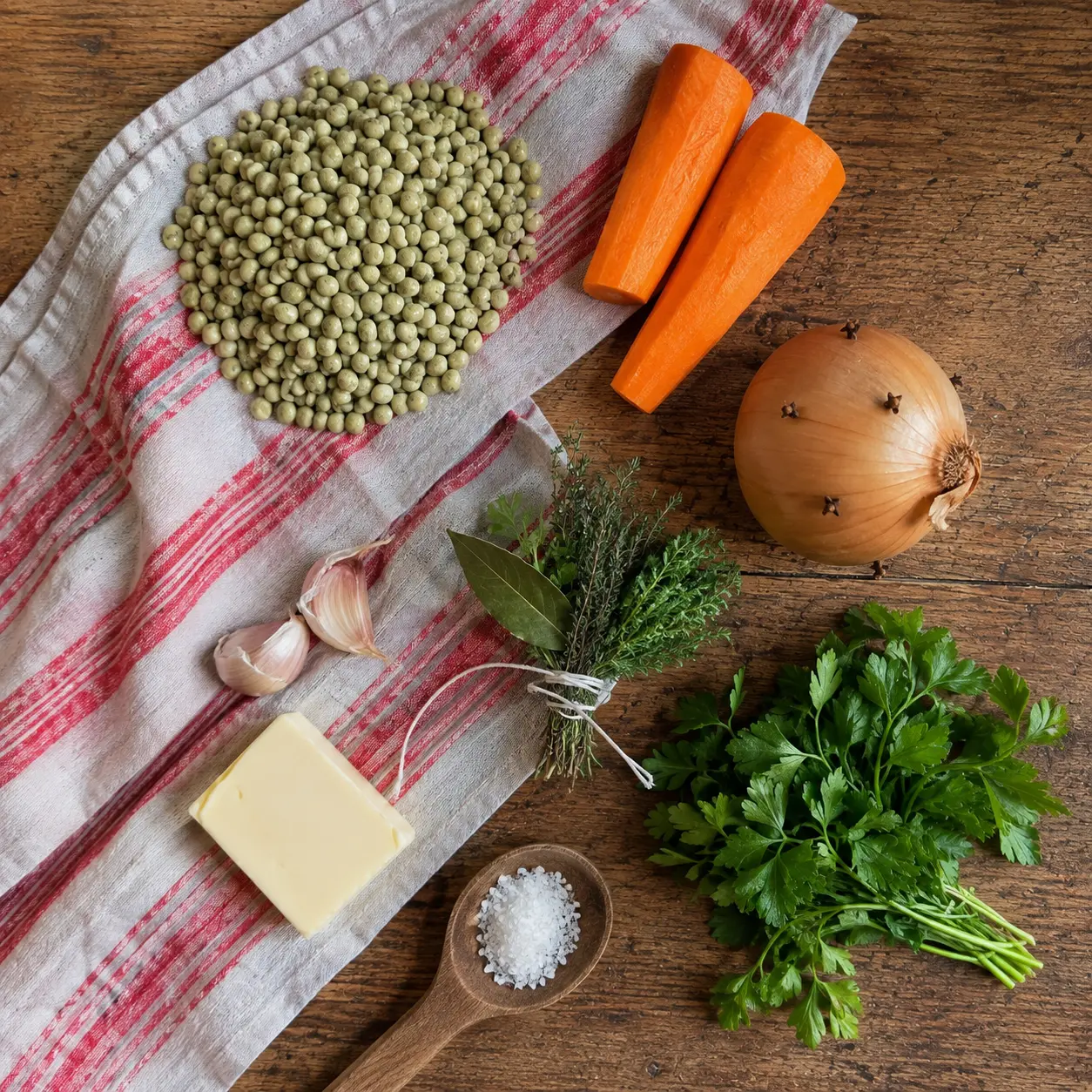 Flageolets verts secs, oignon, carotte et persil pour la recette