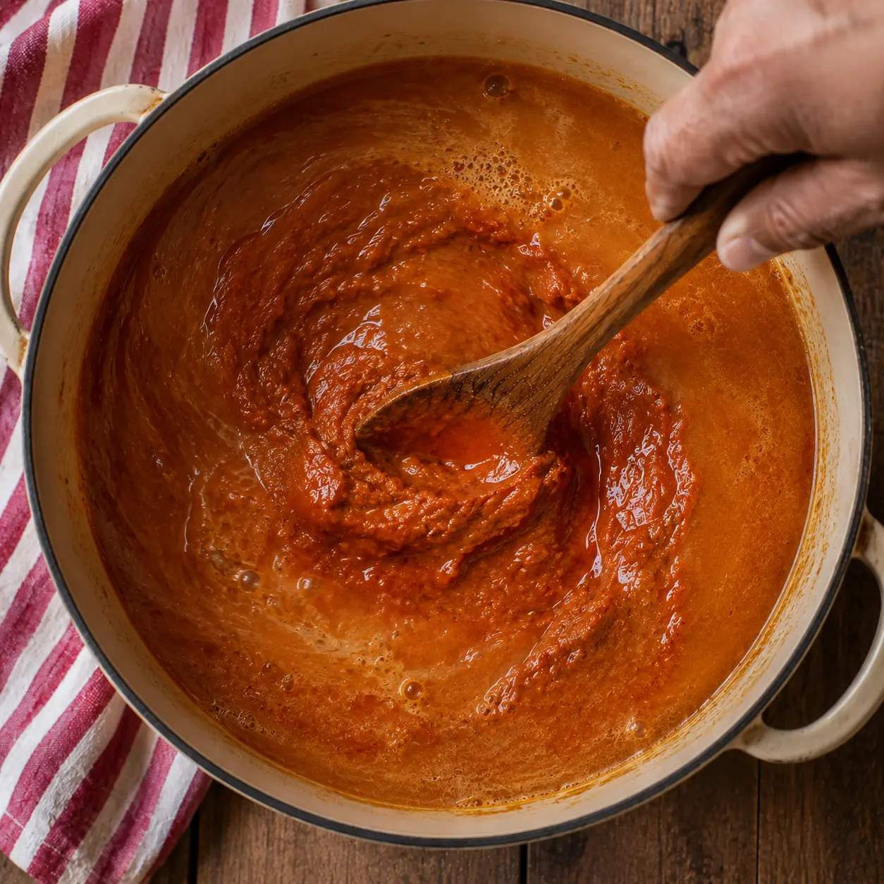 Base de sauce graine en train de cuire à découvert