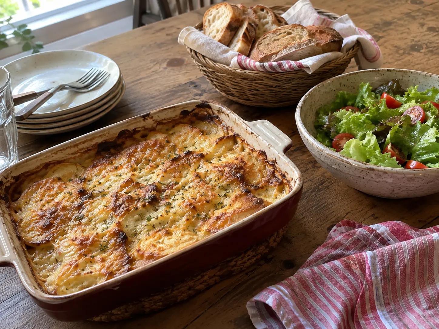 Table de famille avec des plats faits maison